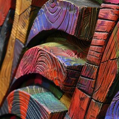 colorful wood carvings
