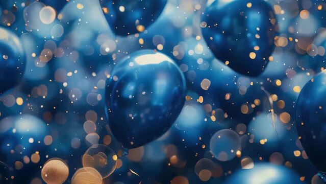 A blue background with a bunch of blue balloons