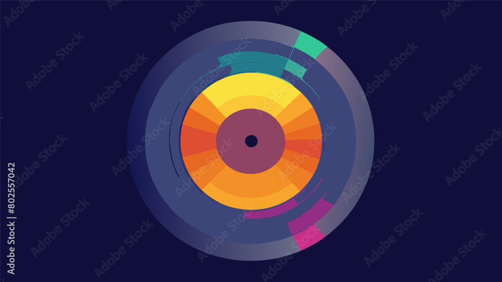 Poster a vinyl record that can change colors based on the mood of the music creating a unique visual experi