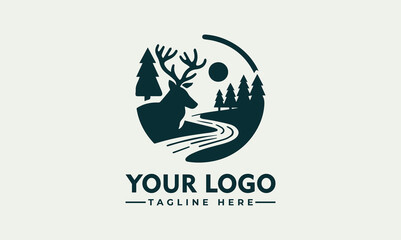 elk creek vector logo design Creek and elk vector logo design