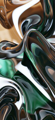 3d render of abstract organic shapes in fluid glass texture with organic forms and bubbles in...