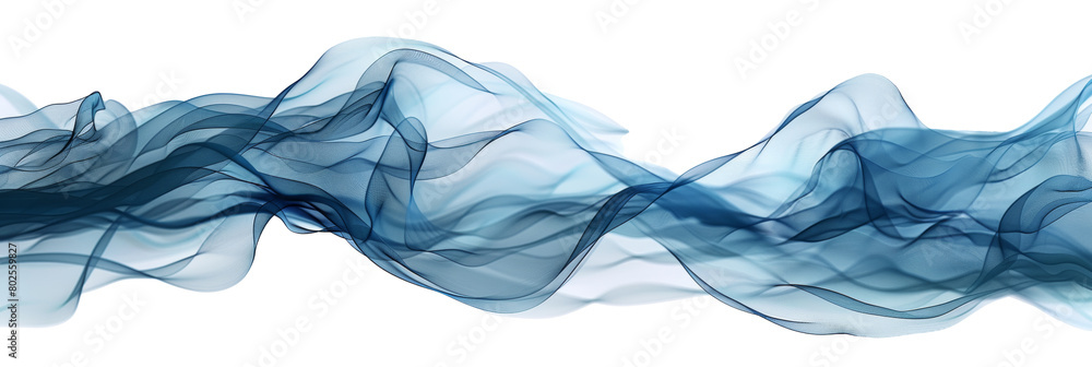 Aufkleber smooth flowing blue fabric waves captured in an abstract design isolated on transparent background