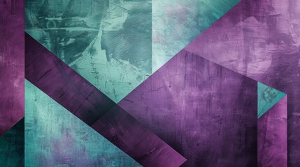Geometric shapes in shades of purple and teal form a modern texture.
