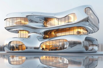 Obraz premium Fractured Planes: Gravity-Defying Architectural Elegance