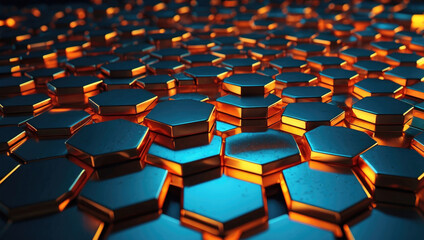 Obraz premium 3d hexagon shaped geometric digital futuristic banner background