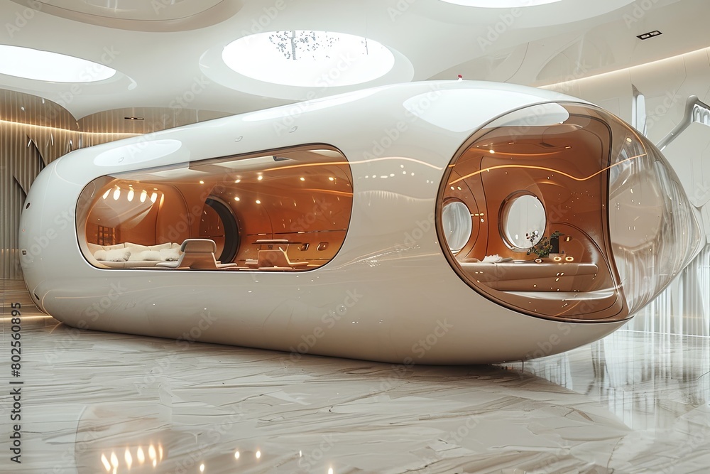 Poster sleek aerodynamic hyperloop terminal encased in modern design