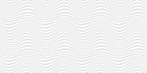 Abstract groovy vector seamless pattern with curved lines, wavy stripes, fluid shapes. Light gray and white distorted background. Dynamical rippled texture, 3D effect design, illusion of movement