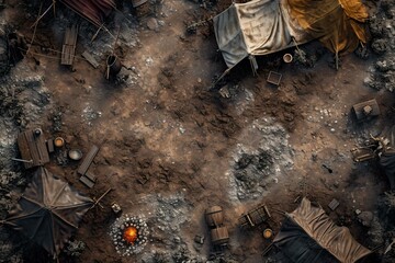DnD Battlemap settler, camp, battlemap, mud, skirmish, frontier