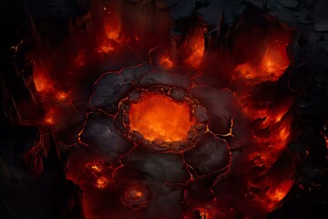 DnD Battlemap cavern, flame, pool, fiery, grove