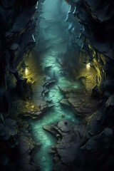 DnD Battlemap mystical, realm, cave, deep, dragon's lair
