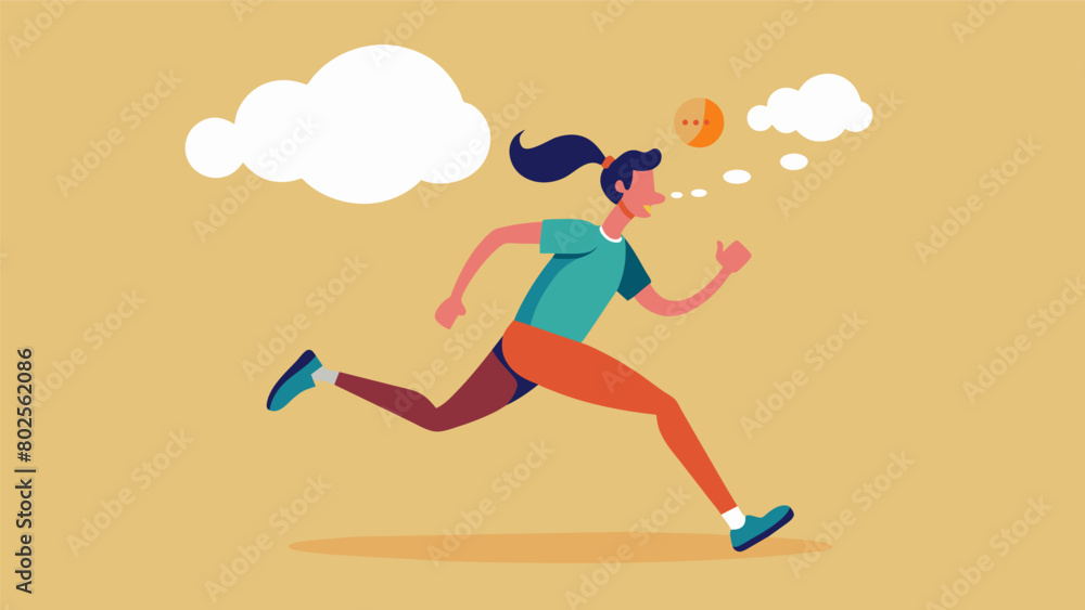 Poster a runner midstride with a thought bubble above their head showing how positive thoughts can push the