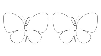 Black and white set of beautiful butterflies. Coloring page.