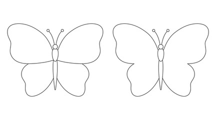 Set of cute butterflies. Coloring page for kids.