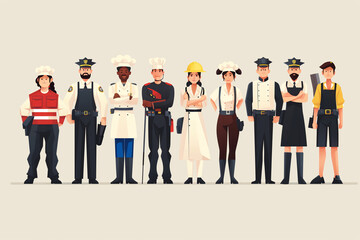 Group of People in Uniforms Standing in a Row