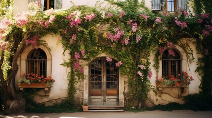 Fototapeta premium old house with flowers