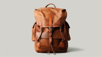 A practical and stylish backpack in smooth leather with multiple pockets and a convertible s for easy carrying.
