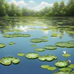 lilipads on a lake duting the day wallpaper or background
