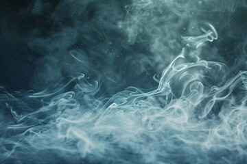 Obraz premium A shimmering, transparent mist rises slowly from a invisible surface, its delicate, swirling patterns and soft, ethereal glow creating a dreamy atmosphere.