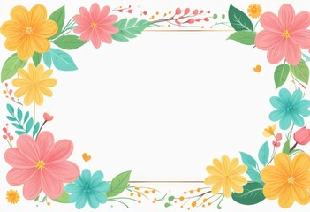 Obraz premium Festive Illustrated template with flowers, space for text and a light background 