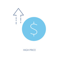 high price concept line icon. Simple element illustration. high price concept outline symbol design.