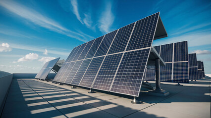 3D model render of a solar panel  showcasing, eco-friendly nature photovoltaic renewable energy