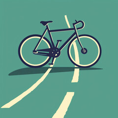 Illustrating Bike Path Curves Isolated on a Mint Background