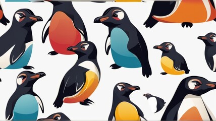 Obraz premium funny colorful African Penguin minimalist logo