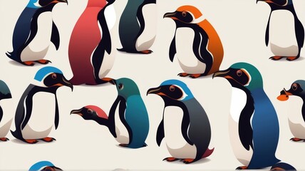 Naklejka premium funny colorful African Penguin minimalist logo