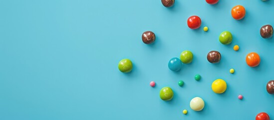 Minimal concept of candy against a blue backdrop.