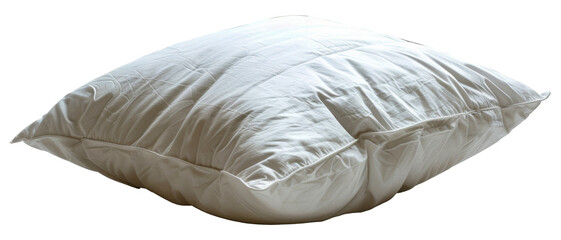 Fluffy white pillow isolated on transparent background