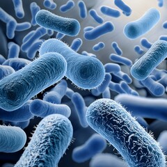 3d rendered illustration of bacteria. A group of Prokaryotic bacteria. Bacteria under a microscope. Microbiology. Science. 