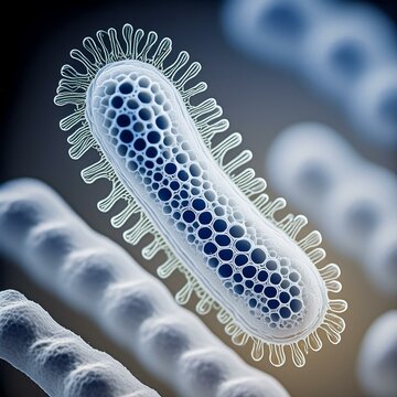 3d rendered illustration of a bacteria. Bacteria under a microscope. Microbiology. Science. 