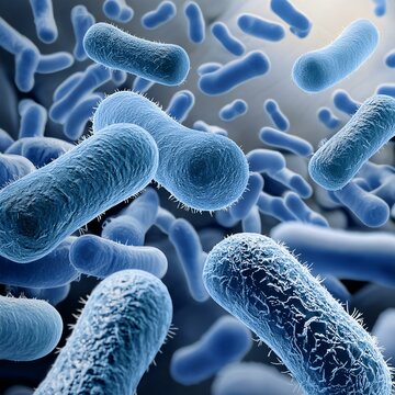 3d rendered illustration of bacteria. A group of Prokaryotic bacteria. Bacteria under a microscope. Microbiology. Science. 