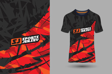 Black and Red tshirt sports grunge texture background for soccer jersey