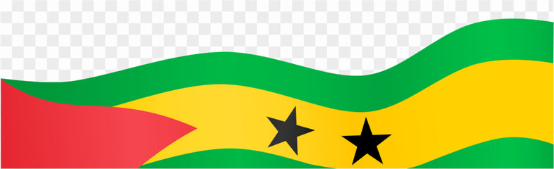 Sao Tome and Principe flag wave isolated on png or transparent background vector illustration.