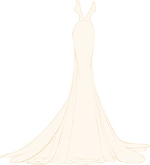 mermaid style wedding dress clipart