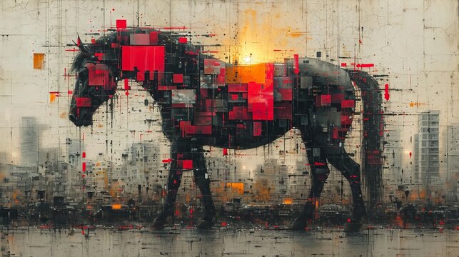 アート風の馬,Generative AI AI画像
