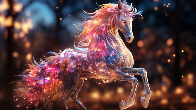花飾りの輝く馬,Generative AI AI画像