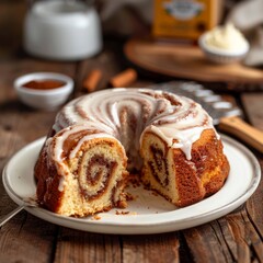 a Honey Bun Cake, freshly baked and served in a home kitchen