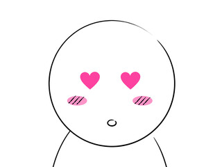 【リアクション人物シリーズ】目がハートの人物イラスト（線画） / Reaction People Series – Person with Heart Eyes (Line Art)