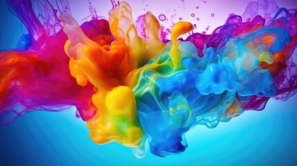 Vibrant Colorful Ink Swirls in Water