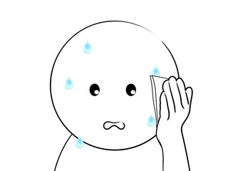 表情　汗　暑い