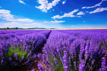 Obraz premium Vibrant lavender field under blue sky