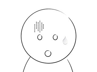 【リアクション人物シリーズ】汗をかいて困っている人物イラスト（線画） / Reaction People Series – Person Looking Troubled with Sweat (Line Art)