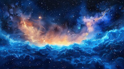 Obraz premium Galactic Reverie: Watercolor Dream of Stars and Scorpio