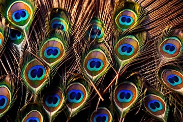 Peacock colorful feather pattern texture, abstract background showing luxury and elegance