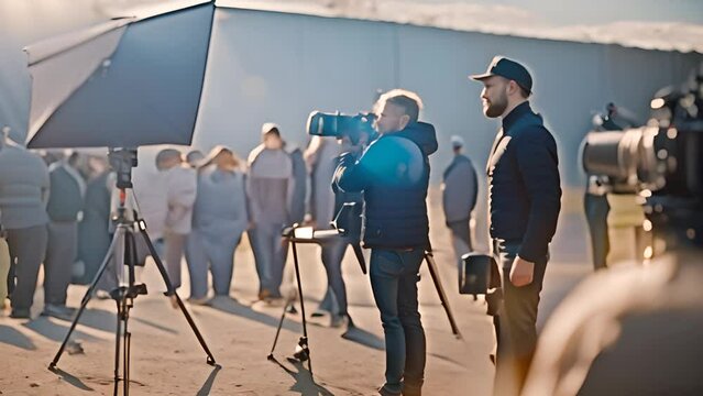 Group of People Filming Movie Generative AI