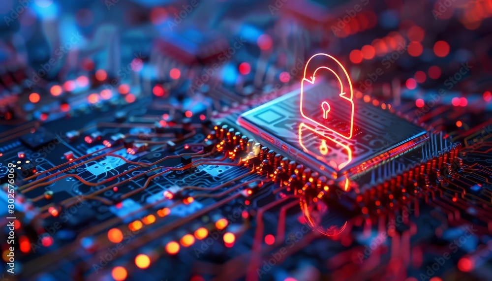 Poster cybersecurity defends and empowers enterprises, integrating advanced tech to safeguard global digita
