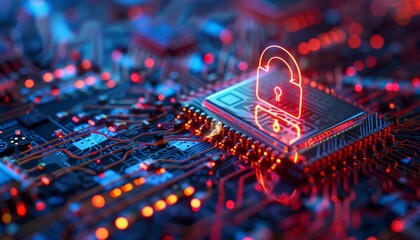 Cybersecurity defends and empowers enterprises, integrating advanced tech to safeguard global digital assets Sharpen close up business hitech concept with blur background