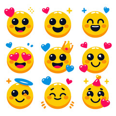 Expressive Smiley Emoji Vector Design Elements: Brighten Your Projects with Joyful Graphics
